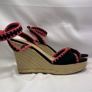 Indigo rd Black and Pink Espadrille Wedges